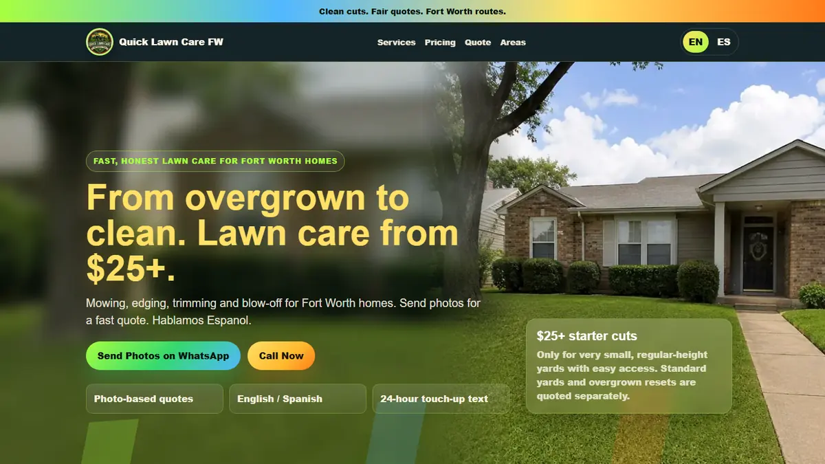 Quick Lawn Care website