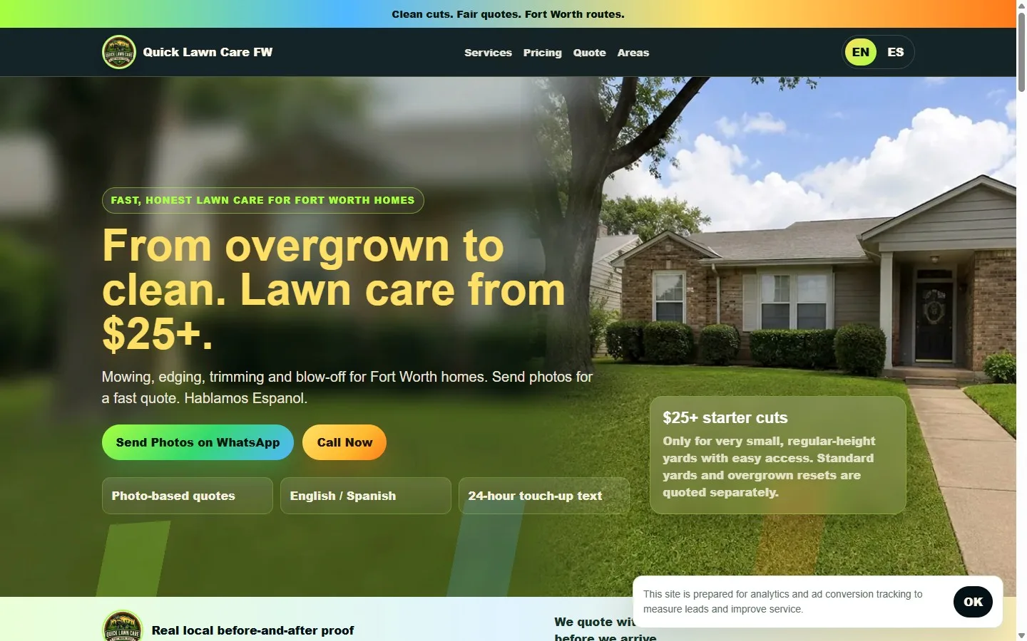 Quick Lawn Care website